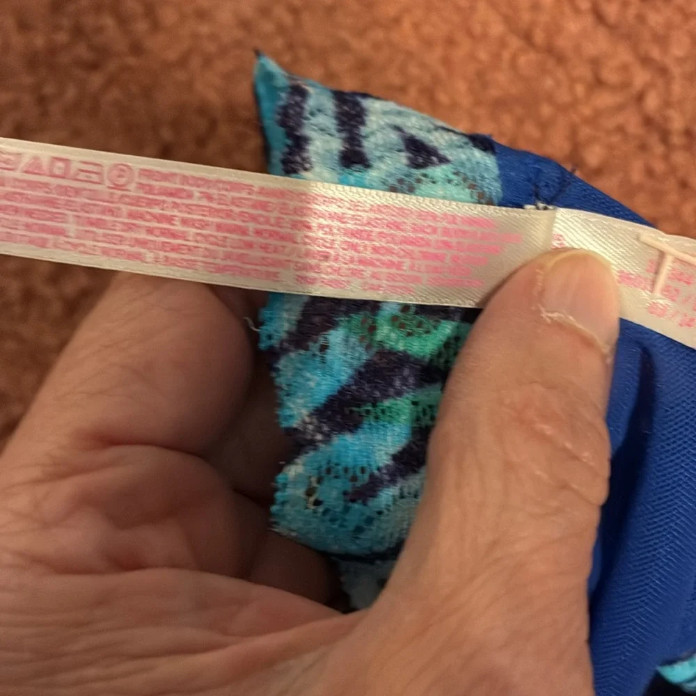 Victoria's Secret PINK Blue & Black Floral Lace Panties